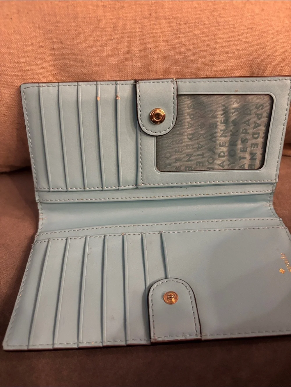 kate spade Pebbled Leather Continental Wallet in Light Blue